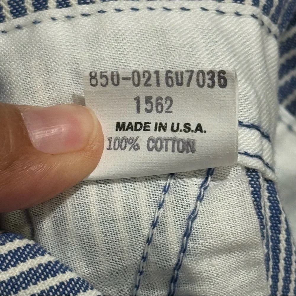 OshKosh B’Gosh Vintage Size 24M Blue Striped 90s Overalls Made In USA Paper Tag